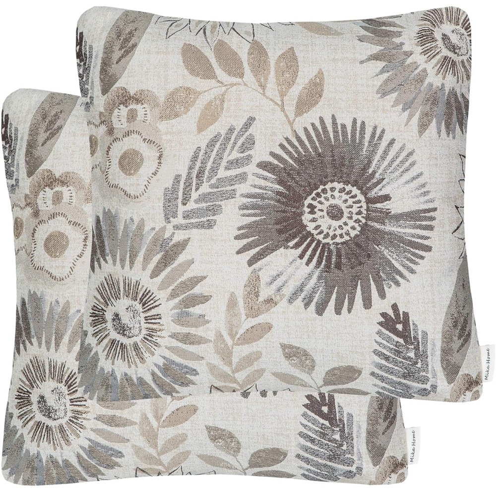 Mika Home Throw Pillow Covers Decorative Cases 22”x22” Grey Cream Pack of 2